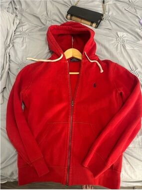 Ralph Lauren Red Zip-Up Hoodie Sweater